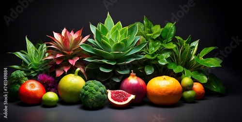 Vibrant fruit ,flowers bloom in a lush garden, isolate on background