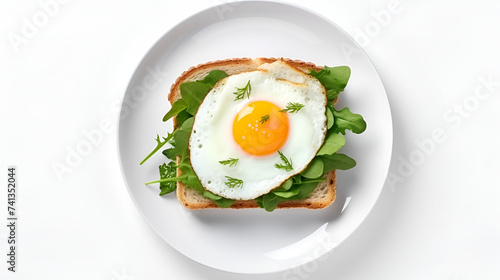 Sandwiches with curd cheese fried egg and herbs,Toast with guacamole sauce from avocado,Healthy breakfast with eggs 