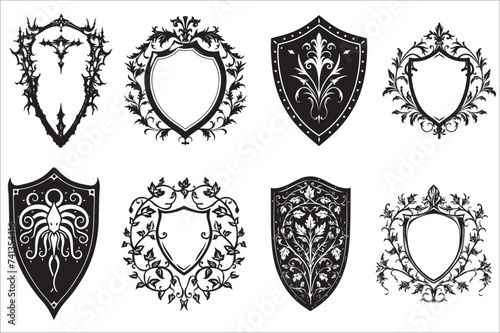 Heraldic shield. Vintage shield silhouette. Heraldic shield silhouette vector on a white background.