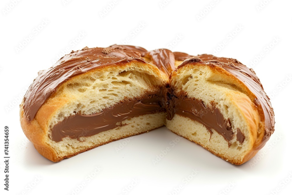 brioche with chocolate on a white background brioche with chocolate on a white background