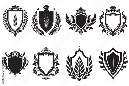 Heraldic shield. Vintage shield silhouette. Heraldic shield silhouette vector on a white background.