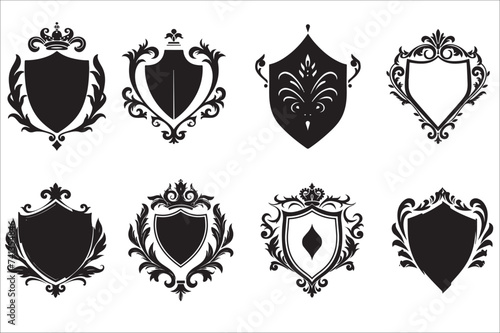 Heraldic shield. Vintage shield silhouette. Heraldic shield silhouette vector on a white background.