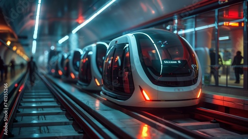 Futuristic public transport system with levitating vehicles © arhendrix