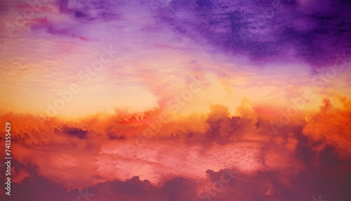 abstract watercolor background sunset sky orange purple © ROKA Creative