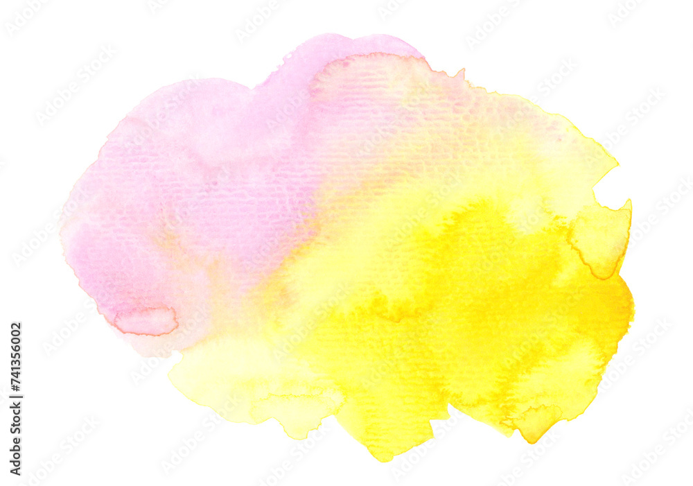 Pink yellow watercolor stain, paint wash invitation decor