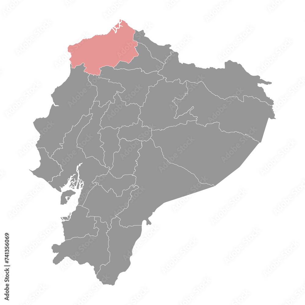 Esmeraldas Province map, administrative division of Ecuador. Vector illustration. Esmeraldas Province map, administrative division of Ecuador. Vector illustration.