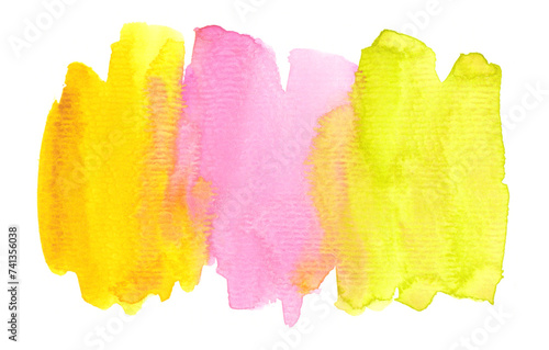 Yellow, pink, green watercolor stain, invitation decor