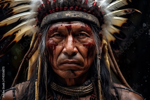 American Indian tribesman posing on camera © AntonioJose