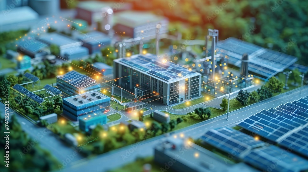Microgrid system model in a tech park, demonstrating decentralized solar energy distribution and its benefits