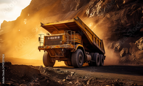 Big yellow mining truck at work site. © FutureStock
