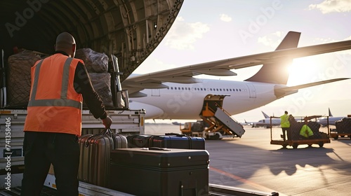 Bags and suitcases being efficiently loaded onto the aircraft, ready for their journey