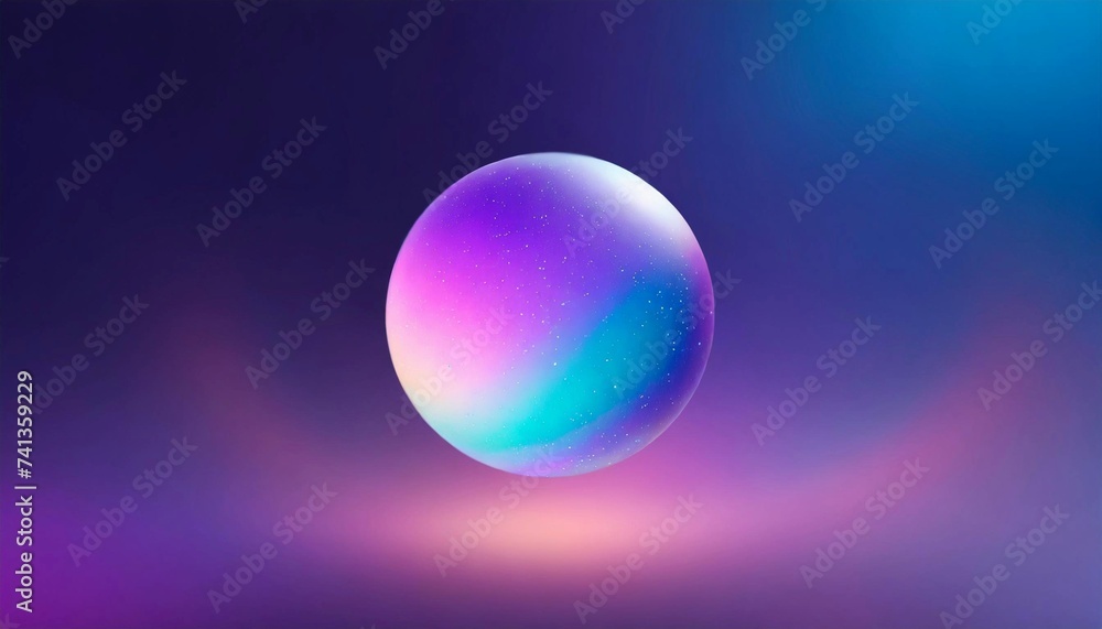 Obraz premium Holographic gradient round sphere. Glowing ball, ultraviolet neon light, blank space