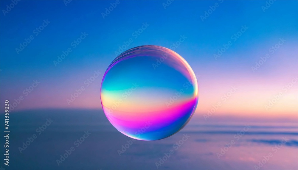 Holographic gradient round sphere. Glowing ball, ultraviolet neon light, blank space Holographic gradient round sphere. Glowing ball, ultraviolet neon light, blank space