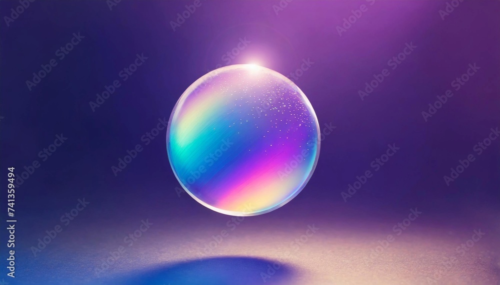 Holographic gradient round sphere. Glowing ball, ultraviolet neon light, blank space Holographic gradient round sphere. Glowing ball, ultraviolet neon light, blank space