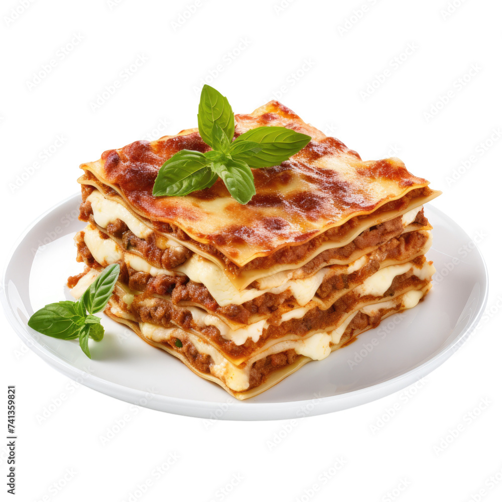 Lasagna on transparent background