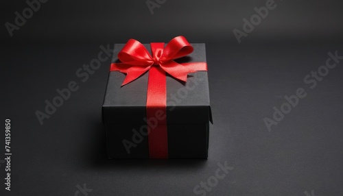 Black Friday Sale Promotion and Gift Box on a black background