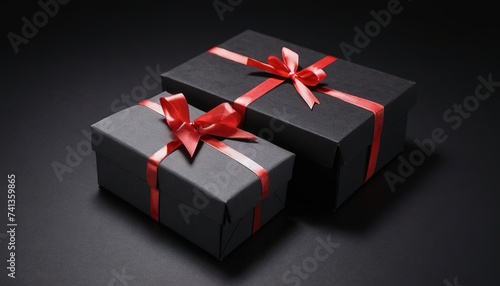 Black Friday Sale Promotion and Gift Box on a black background