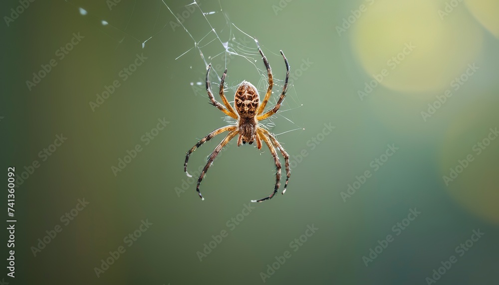 Bokeh background macro spider on a branch. Bokeh background macro spider on a branch.