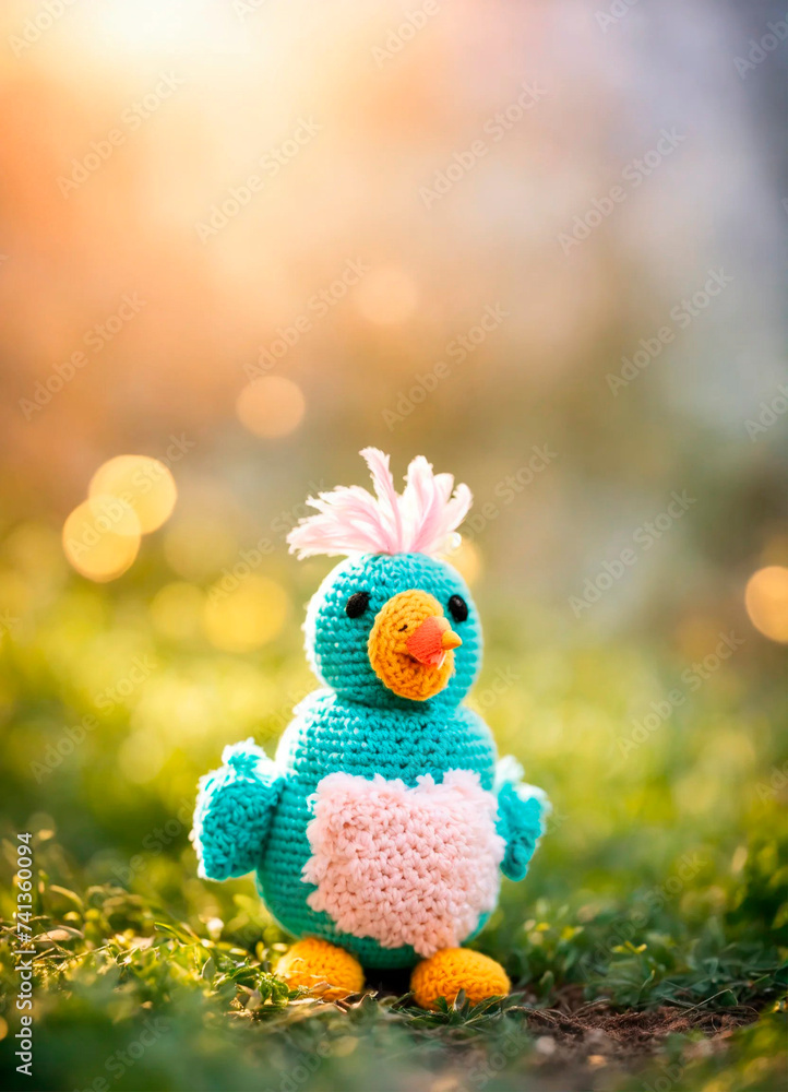 Obraz premium Crochet toy handicraft homemade threads. Selective focus.