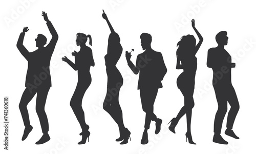 Silhouettes of Happy People Partying.