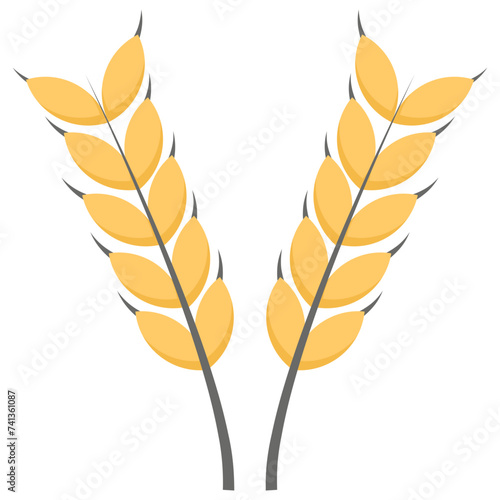 Wheat ear flat icon vector 