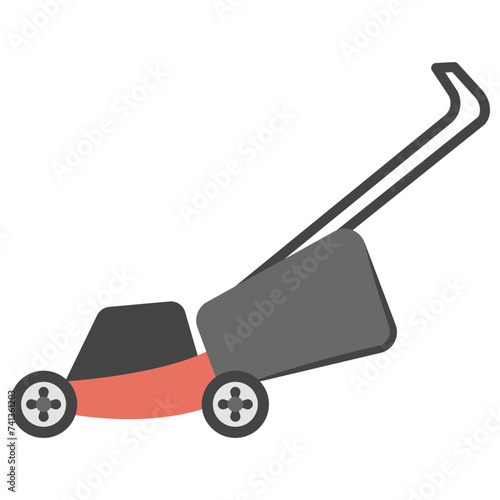 Grass mower machine, flat icon vector 