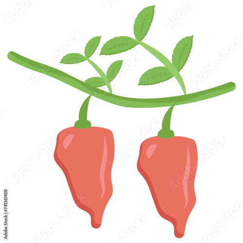 Red paper plant flat icon vector 