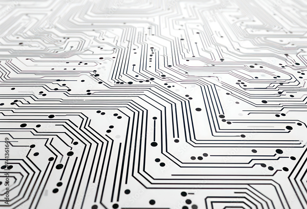 White Techno texture background of printed circuit board. Computer technology abstract backdrop. Information tech. Gray scale futuristic background. White Techno texture background of printed circuit board. Computer technology abstract backdrop. Information tech. Gray scale futuristic background.