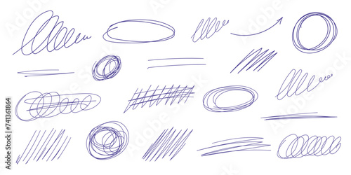 Pen drawn line vector. Hand drawn doodle marker stroke of graffiti texture grunge style.