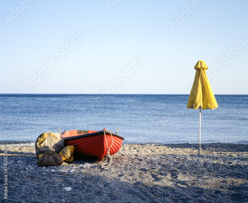 parasoll,umbrella on the beach,greece,grekland,europa,Mats photo
