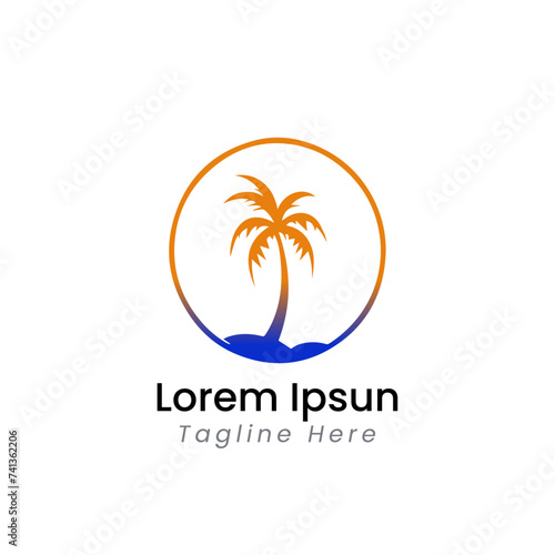 coconut tree logo design icon template