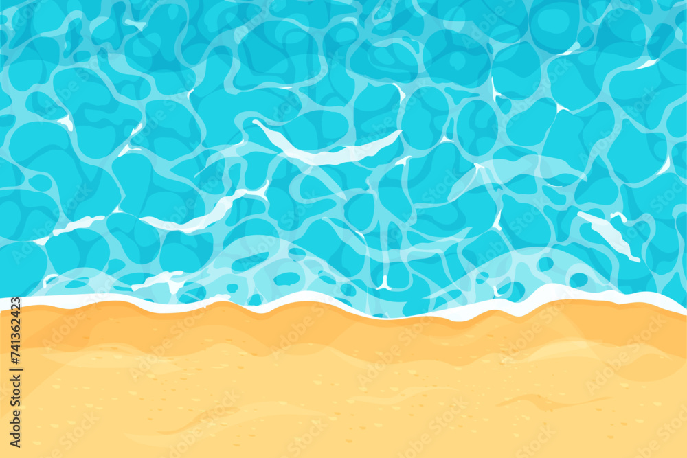 Beach with sand water ripple surface with sunlight reflections, game texture top view. Beach, ocean clean and deep water. Beach with sand water ripple surface with sunlight reflections, game texture top view. Beach, ocean clean and deep water.