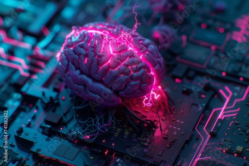 AI Brain Chip wlp. Artificial Intelligence tem mind brain tumor symptoms axon. Semiconductor ai auditing circuit board brain part photo