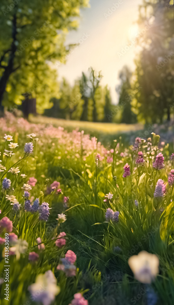 Fototapeta premium AI Generative image of a spring meadow