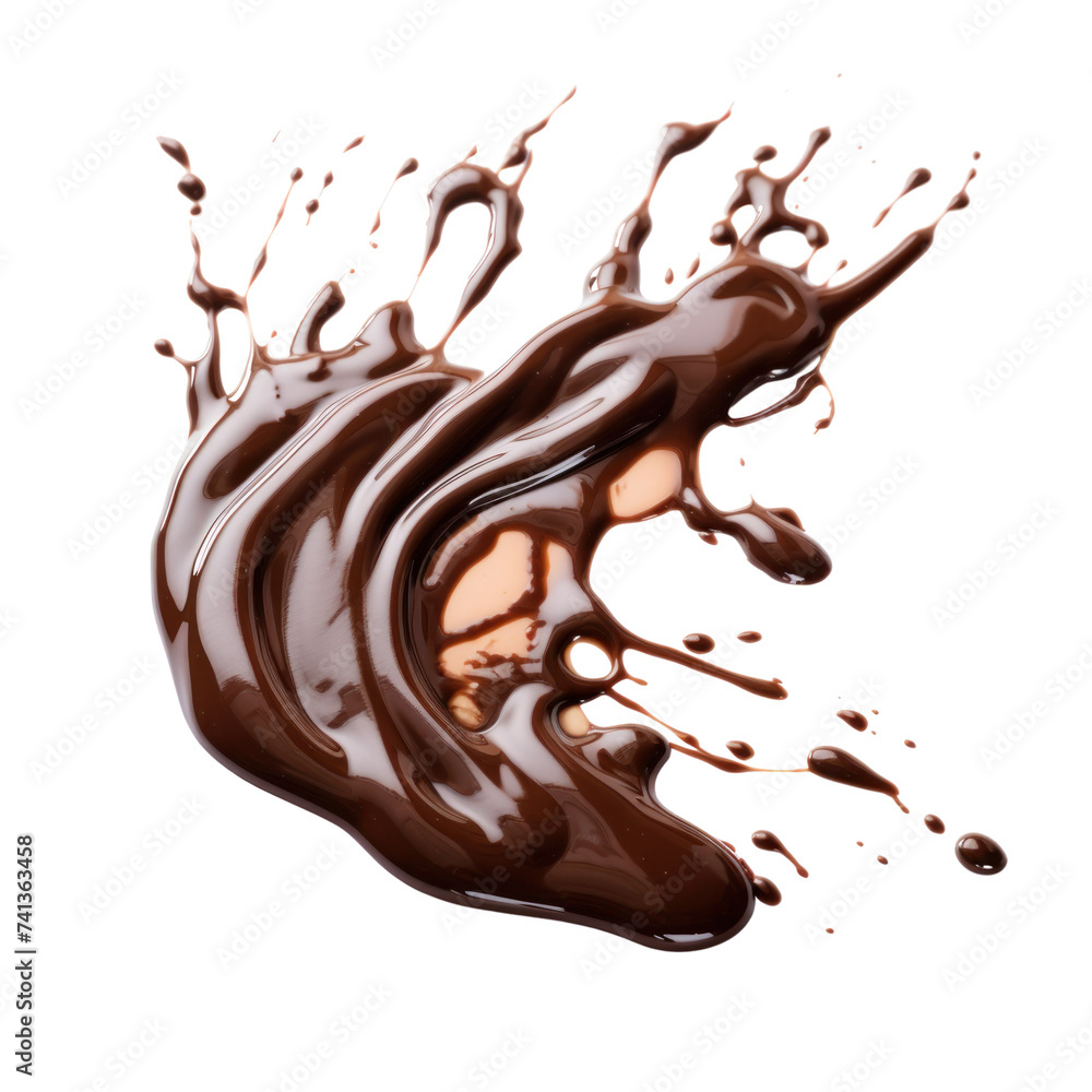 Fototapeta premium Melted chocolate on transparent background