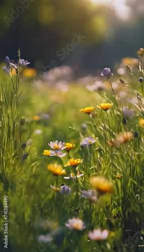 AI Generative image of a spring meadow