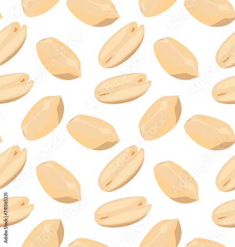 Peanut kernels, peeled. Seamless pattern in vector. Suitable for backgrounds and prints