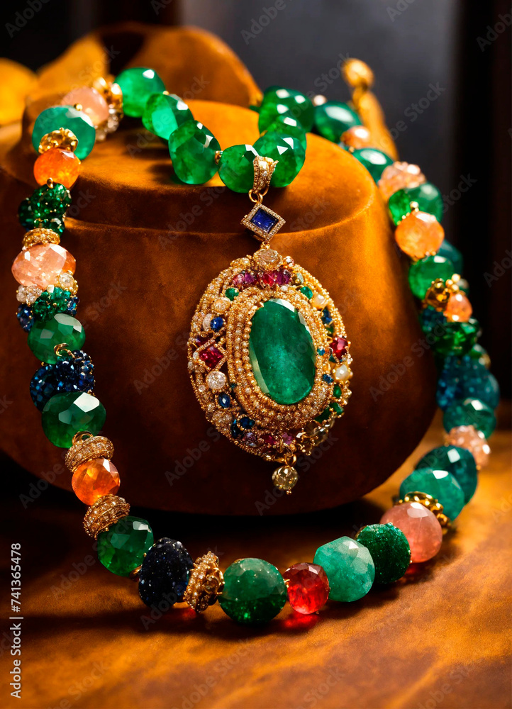 Beautiful women jewelry with stones. Selective focus.