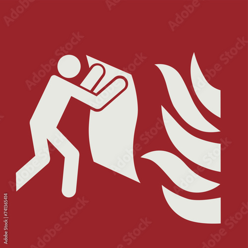 FIRE FIGHTING EQUIPMENT SIGNAL PICTOGRAM, FIRE BLANKET ISO 7010 – F016, VECTOR