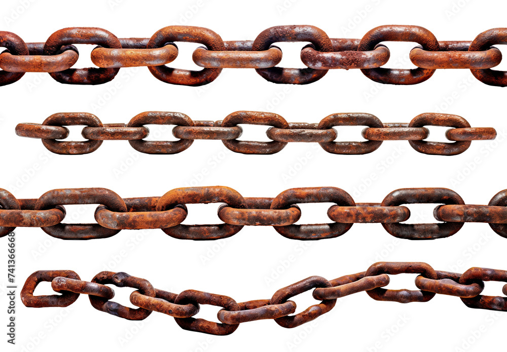 Set of rusty chains, cut out Set of rusty chains, cut out