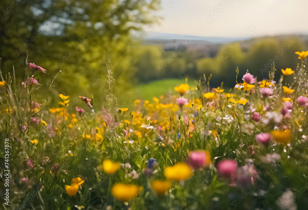 AI Generative image of a spring meadow AI Generative image of a spring meadow