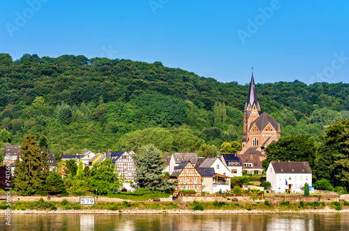 Small town with church, Rhineland-Palatinate, Germany, Europe.