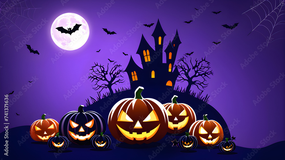 Halloween background with pumpkin and bats. happy Halloween greetings template cards background Halloween background with pumpkin and bats. happy Halloween greetings template cards background