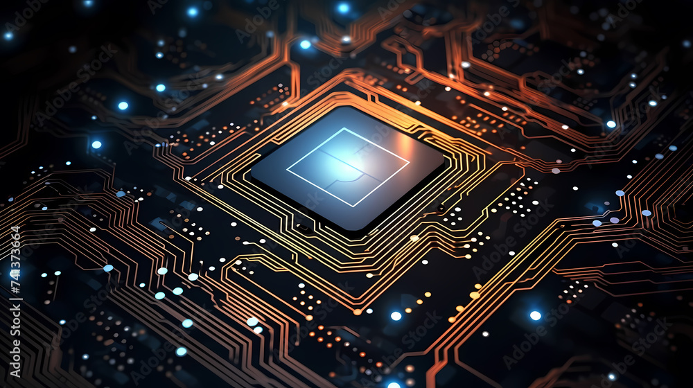 Fototapeta premium Circuit board electronic chip or electrical circuit engineering technology concept background
