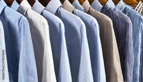 Row of men shirts in close