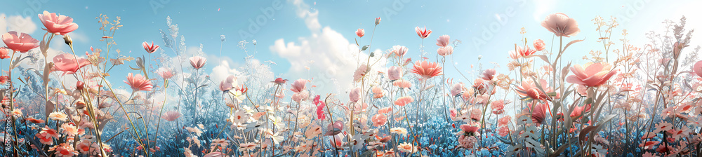Obraz premium a white field with bright colorful flowers