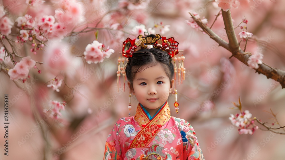 Little asian girl in traditional chinese costume Little asian girl in traditional chinese costume