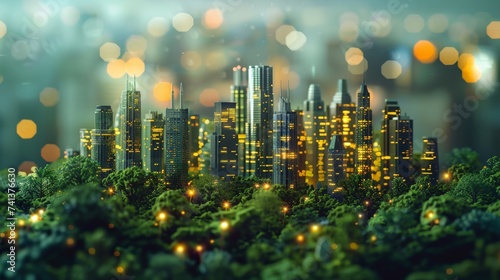 advanced city with sustainable energy solutions and green architecture