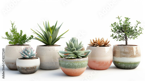 Wallpaper Mural beautiful plants in ceramic pots isolated on white background. Torontodigital.ca