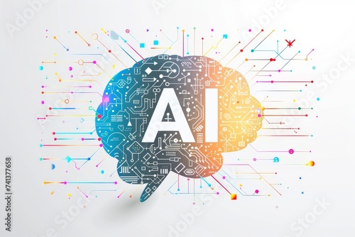 AI Brain Chip neural interface. Artificial Intelligence ai risk mitigation mind ux axon. Semiconductor regulation circuit board quantum computing photo